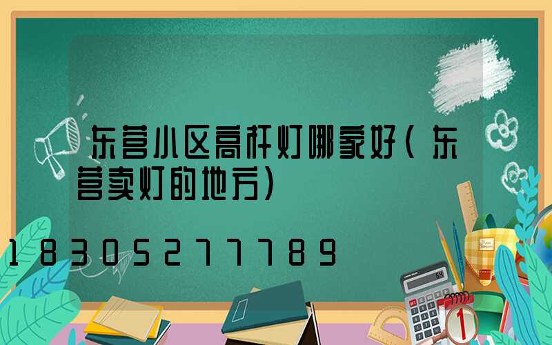 东营小区高杆灯哪家好(东营卖灯的地方)