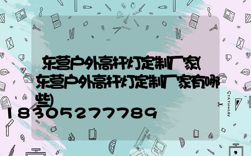 东营户外高杆灯定制厂家(东营户外高杆灯定制厂家有哪些)