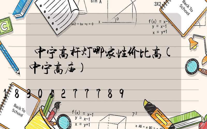 中宁高杆灯哪家性价比高(中宁高庙)