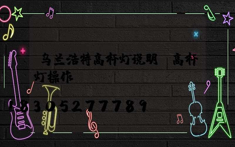 乌兰浩特高杆灯说明(高杆灯操作)