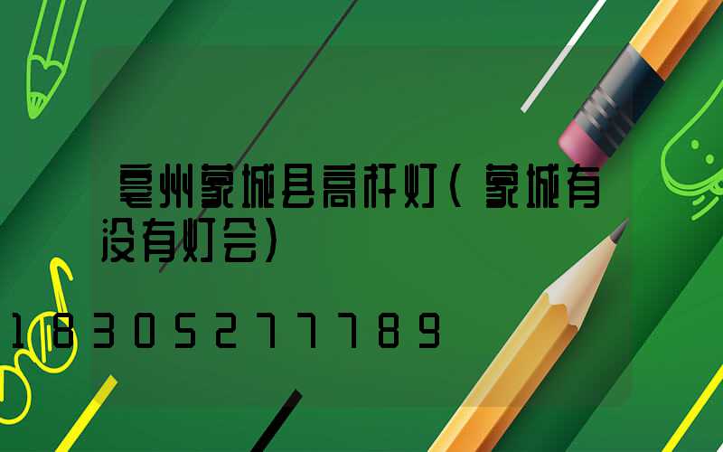 亳州蒙城县高杆灯(蒙城有没有灯会)