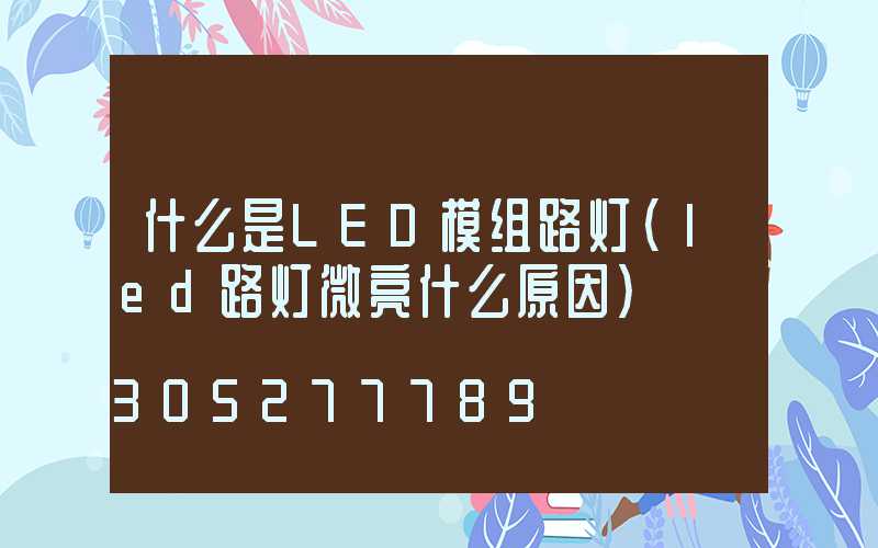 什么是LED模组路灯(led路灯微亮什么原因)