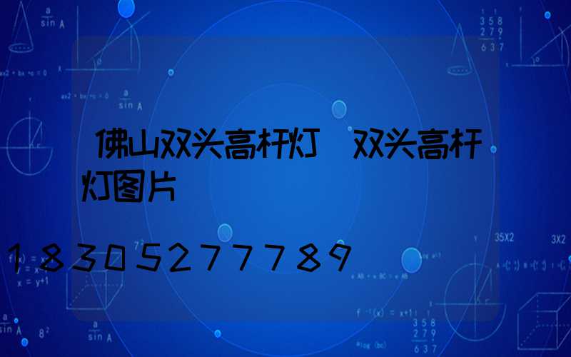 佛山双头高杆灯(双头高杆灯图片)
