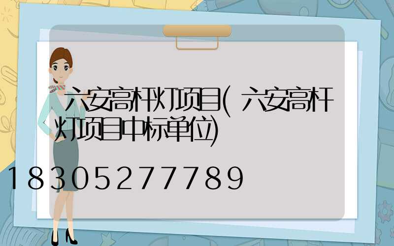 六安高杆灯项目(六安高杆灯项目中标单位)