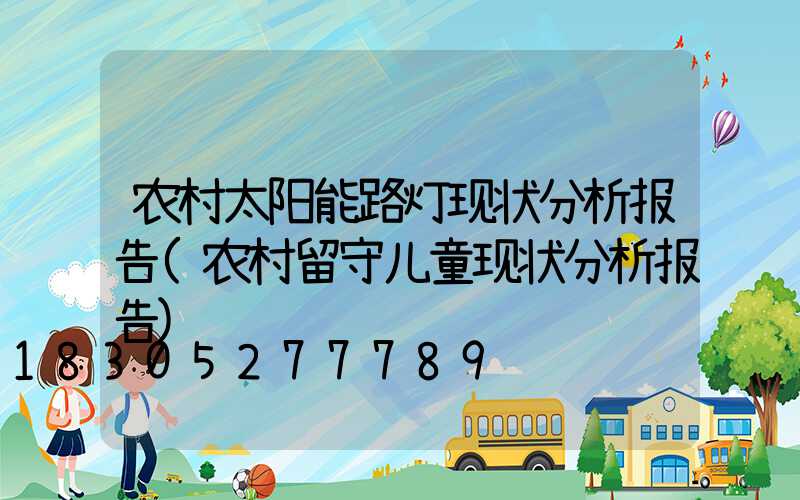 农村太阳能路灯现状分析报告(农村留守儿童现状分析报告)