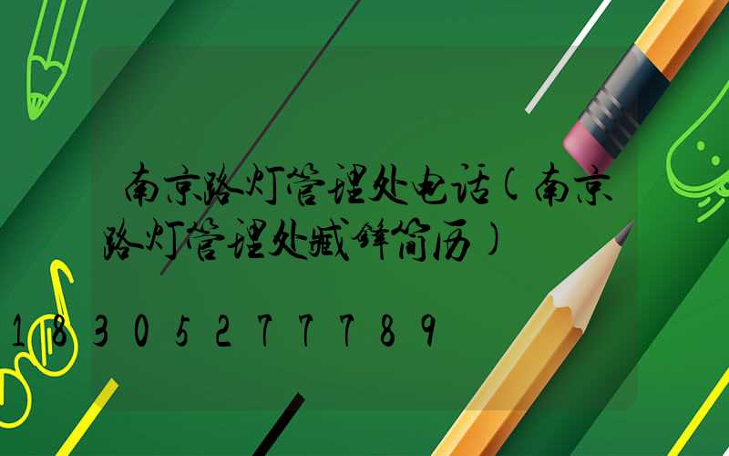 南京路灯管理处电话(南京路灯管理处臧锋简历)