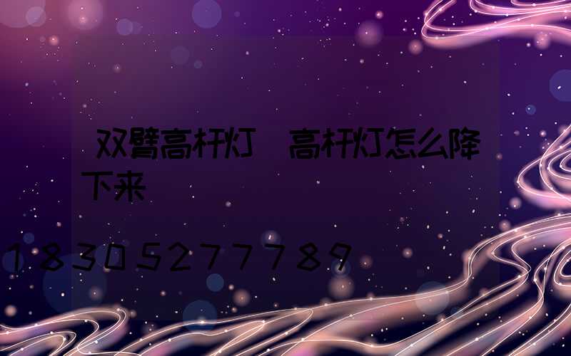 双臂高杆灯(高杆灯怎么降下来)