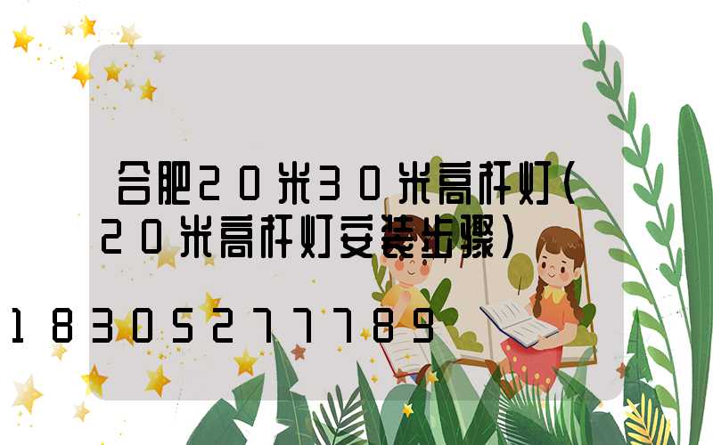 合肥20米30米高杆灯(20米高杆灯安装步骤)