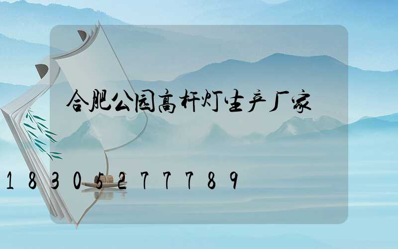 合肥公园高杆灯生产厂家