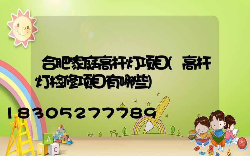 合肥家庭高杆灯项目(高杆灯检修项目有哪些)