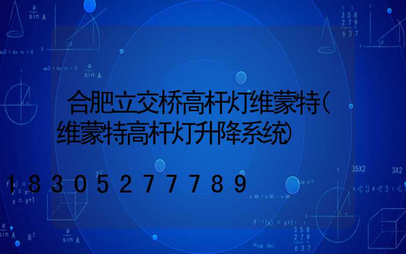 合肥立交桥高杆灯维蒙特(维蒙特高杆灯升降系统)
