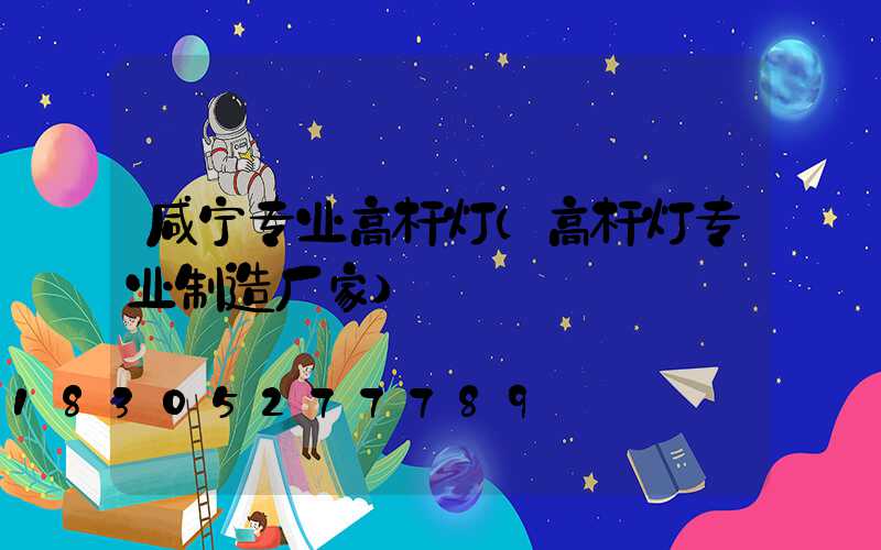 咸宁专业高杆灯(高杆灯专业制造厂家)