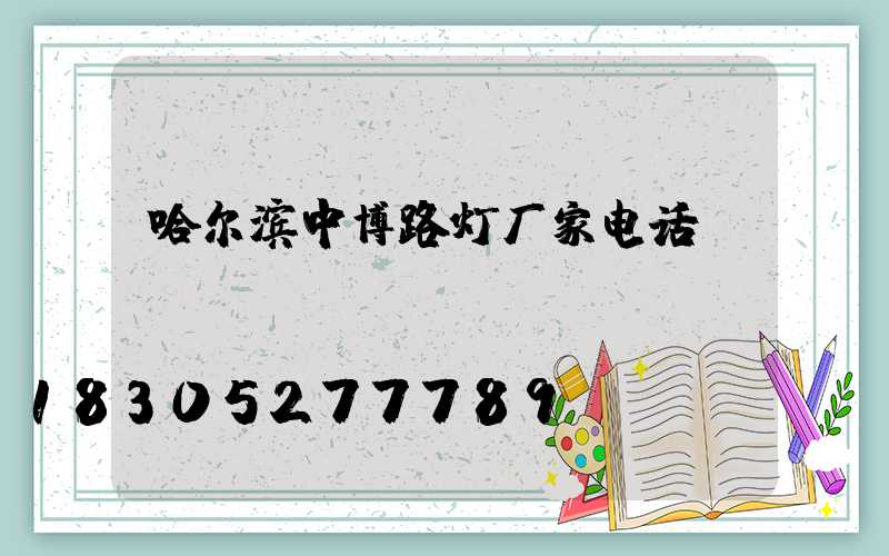 哈尔滨中博路灯厂家电话