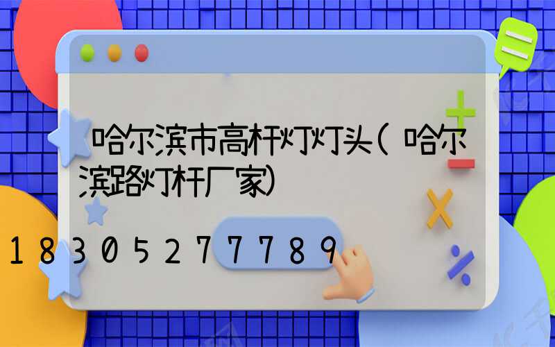 哈尔滨市高杆灯灯头(哈尔滨路灯杆厂家)