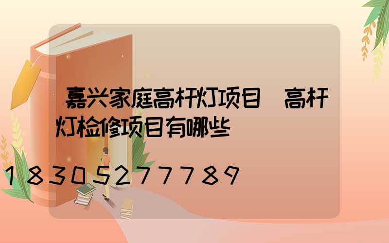 嘉兴家庭高杆灯项目(高杆灯检修项目有哪些)