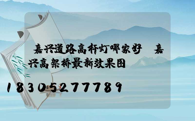 嘉兴道路高杆灯哪家好(嘉兴高架桥最新效果图)