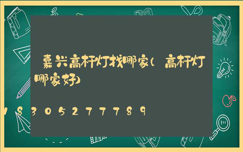 嘉兴高杆灯找哪家(高杆灯哪家好)