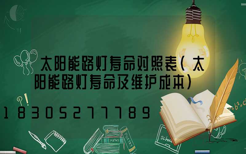 太阳能路灯寿命对照表(太阳能路灯寿命及维护成本)
