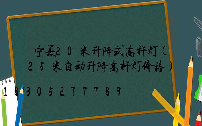 宁夏20米升降式高杆灯(25米自动升降高杆灯价格)