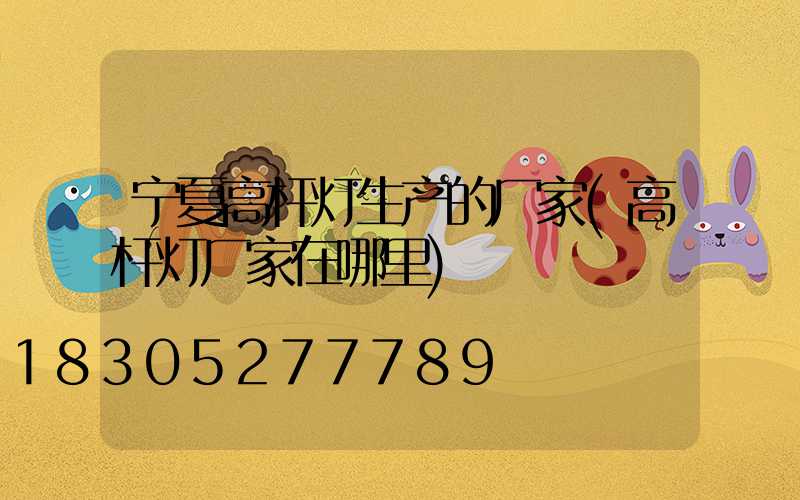 宁夏高杆灯生产的厂家(高杆灯厂家在哪里)