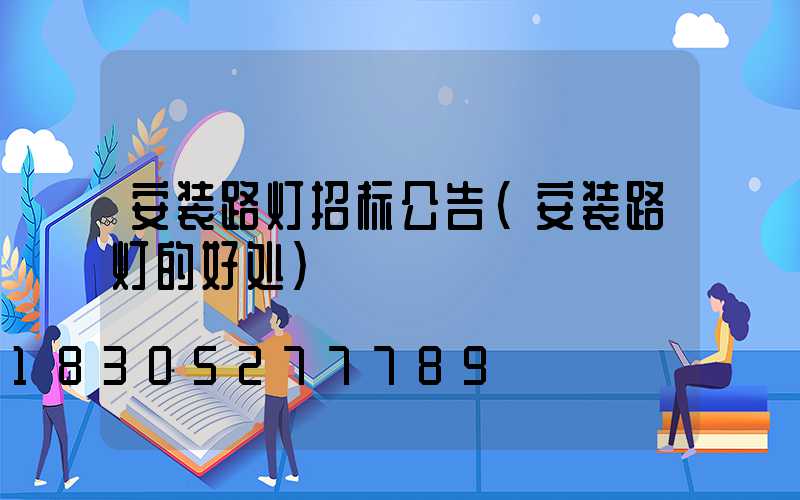安装路灯招标公告(安装路灯的好处)