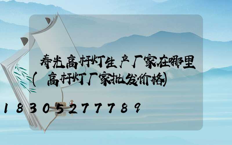寿光高杆灯生产厂家在哪里(高杆灯厂家批发价格)