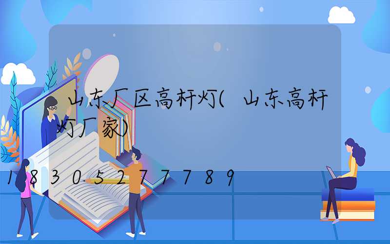 山东厂区高杆灯(山东高杆灯厂家)