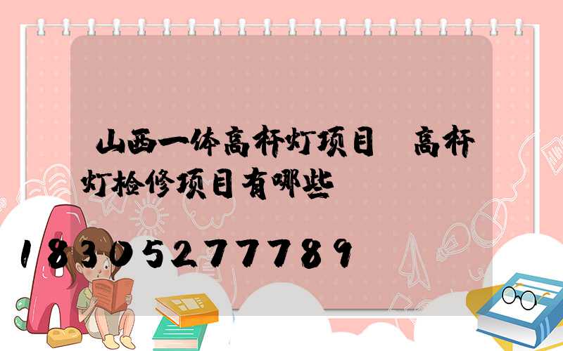 山西一体高杆灯项目(高杆灯检修项目有哪些)