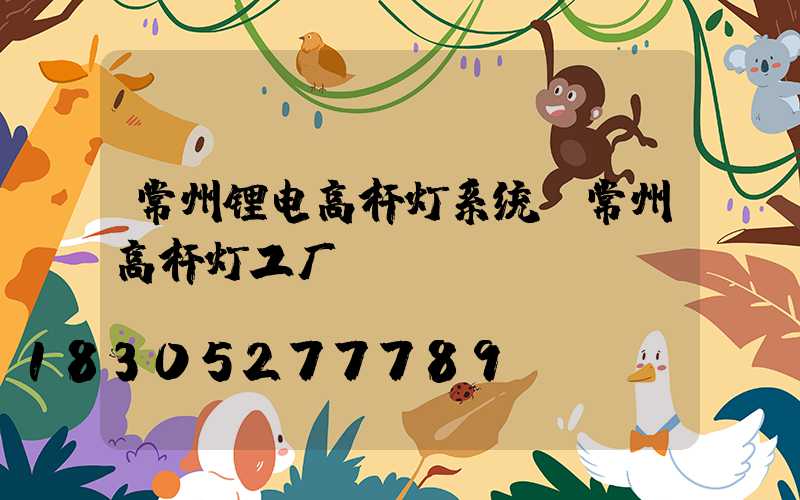 常州锂电高杆灯系统(常州高杆灯工厂)