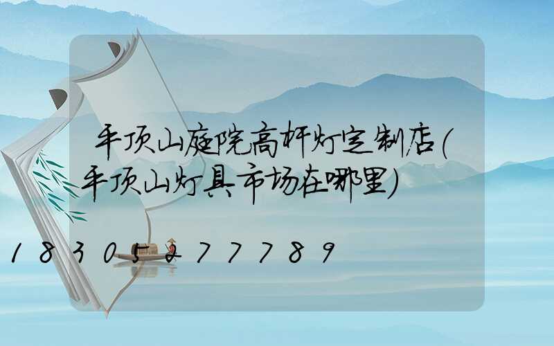 平顶山庭院高杆灯定制店(平顶山灯具市场在哪里)
