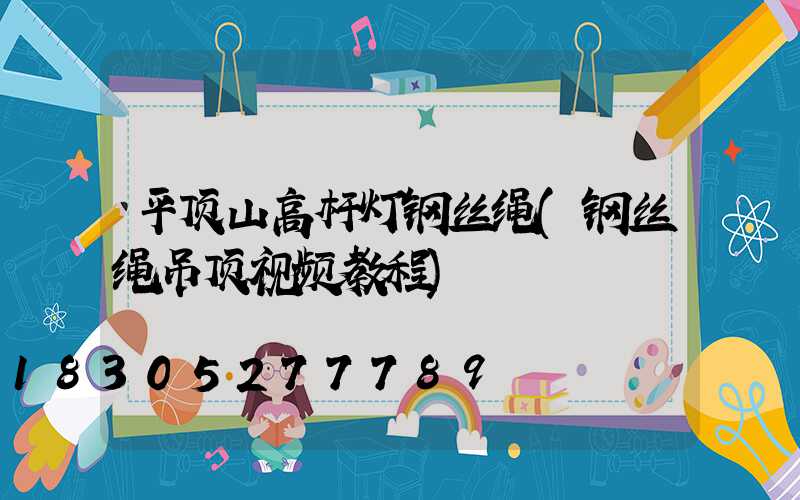 平顶山高杆灯钢丝绳(钢丝绳吊顶视频教程)