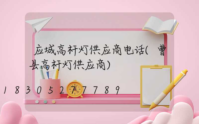 应城高杆灯供应商电话(曹县高杆灯供应商)