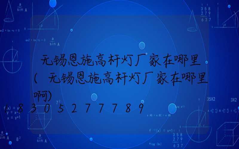 无锡恩施高杆灯厂家在哪里(无锡恩施高杆灯厂家在哪里啊)