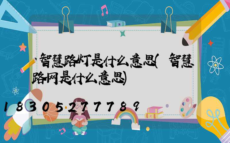 智慧路灯是什么意思(智慧路网是什么意思)