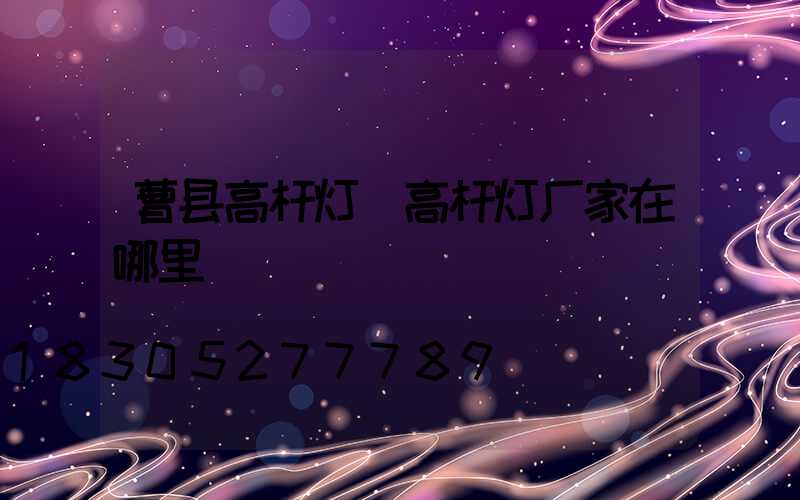 曹县高杆灯(高杆灯厂家在哪里)