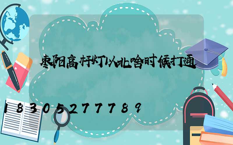 枣阳高杆灯以北啥时候打通