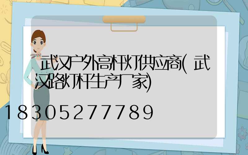 武汉户外高杆灯供应商(武汉路灯杆生产厂家)