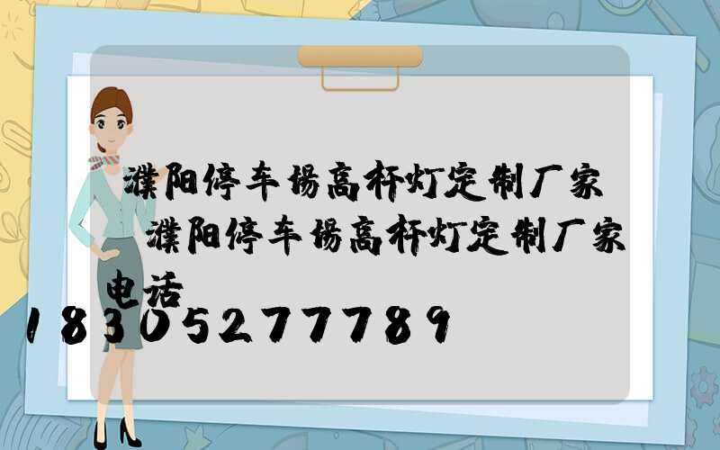 濮阳停车场高杆灯定制厂家(濮阳停车场高杆灯定制厂家电话)