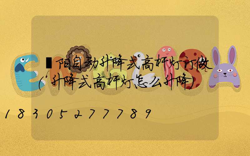 濮阳自动升降式高杆灯订做(升降式高杆灯怎么升降)