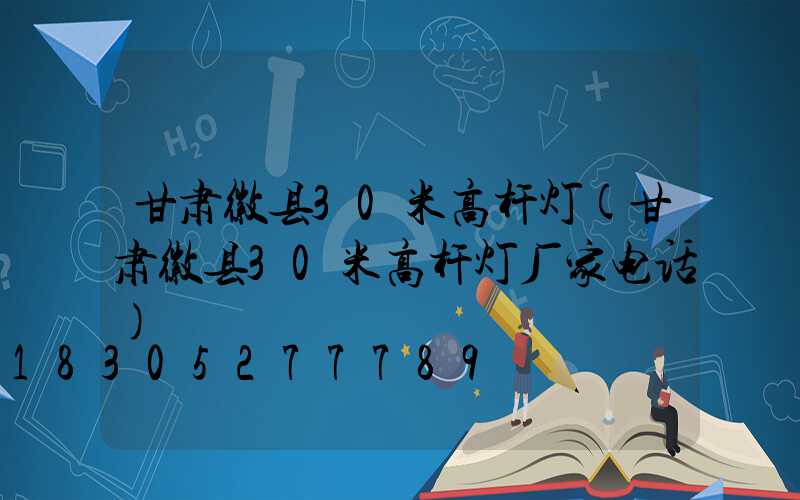 甘肃徽县30米高杆灯(甘肃徽县30米高杆灯厂家电话)