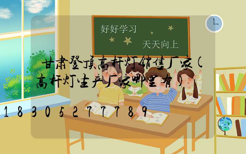 甘肃登顶高杆灯销售厂家(高杆灯生产厂家哪里有)