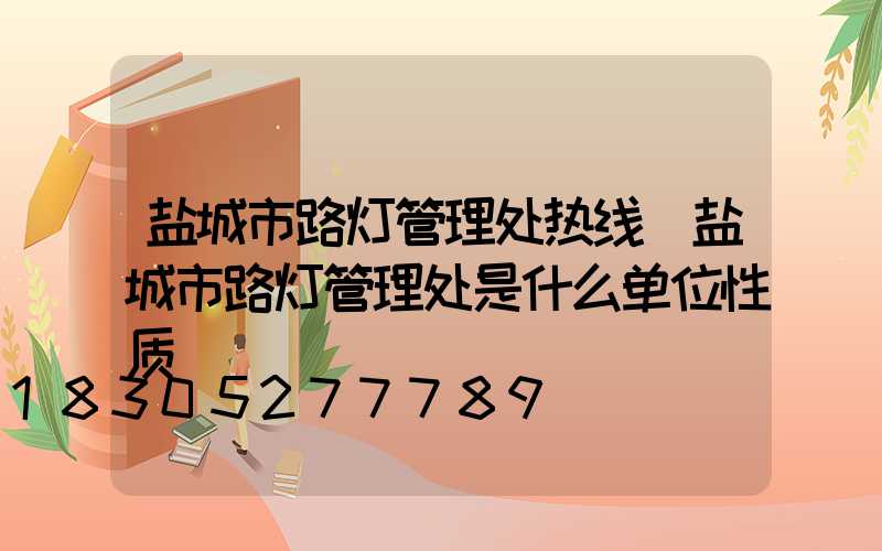 盐城市路灯管理处热线(盐城市路灯管理处是什么单位性质)