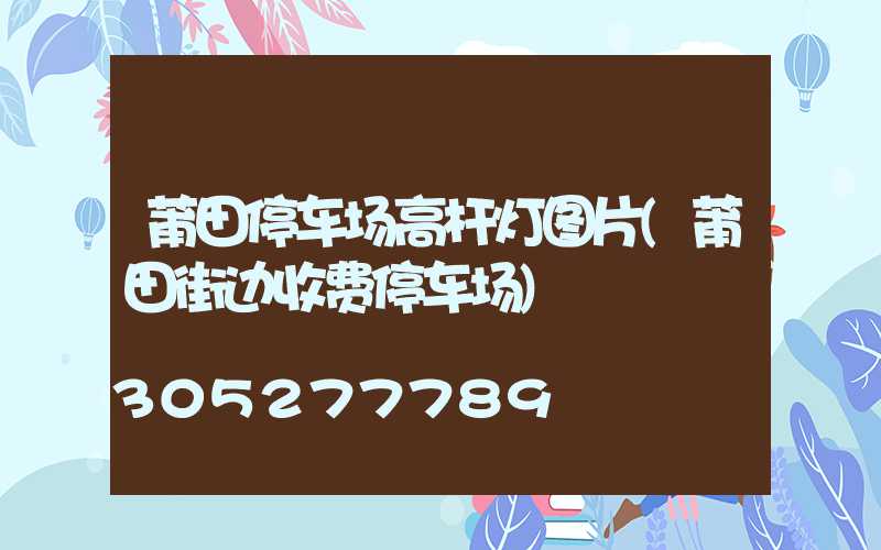 莆田停车场高杆灯图片(莆田街边收费停车场)