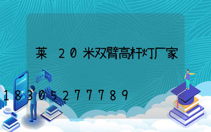 莱芜20米双臂高杆灯厂家