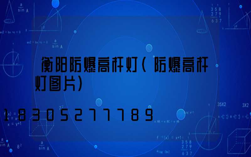 衡阳防爆高杆灯(防爆高杆灯图片)