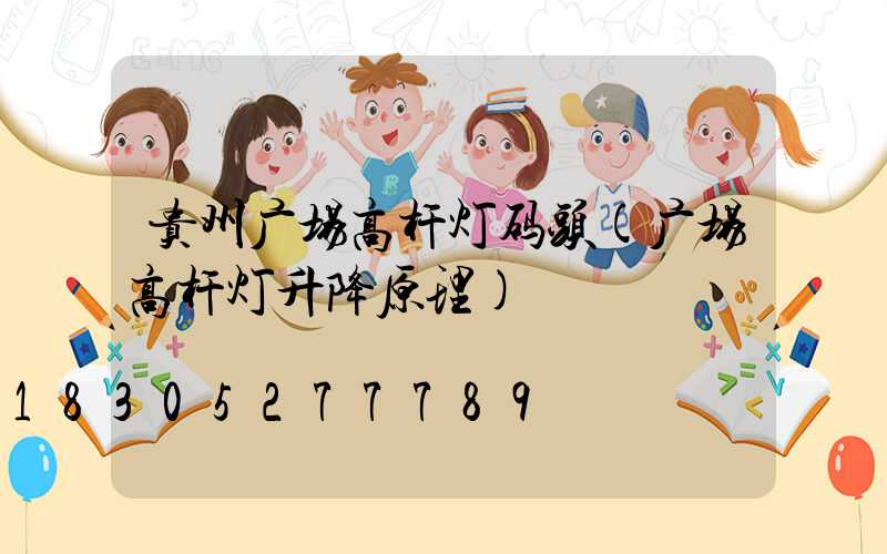 贵州广场高杆灯码头(广场高杆灯升降原理)