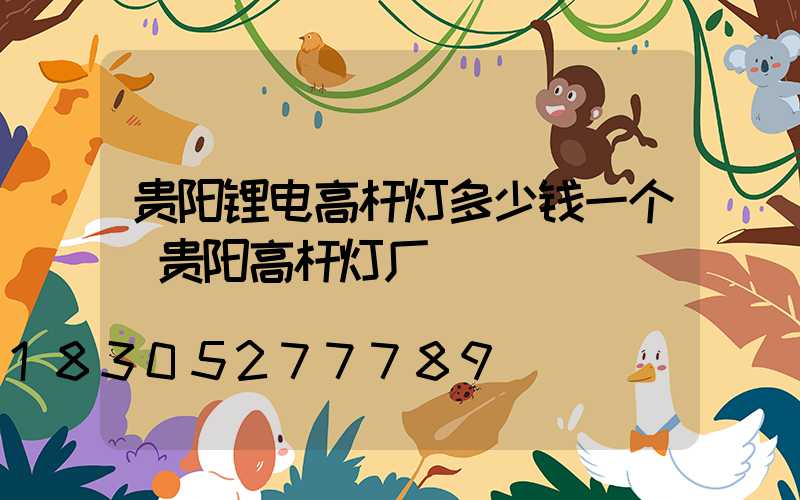 贵阳锂电高杆灯多少钱一个(贵阳高杆灯厂)