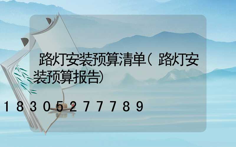 路灯安装预算清单(路灯安装预算报告)