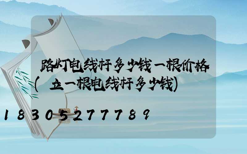 路灯电线杆多少钱一根价格(立一根电线杆多少钱)