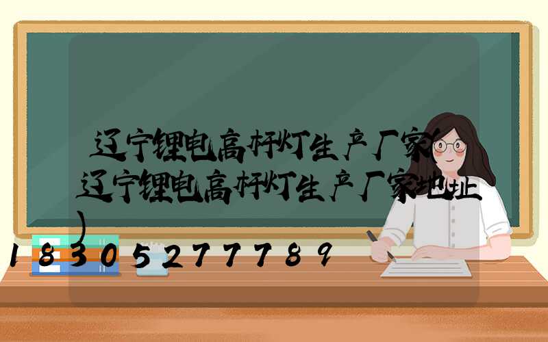 辽宁锂电高杆灯生产厂家(辽宁锂电高杆灯生产厂家地址)